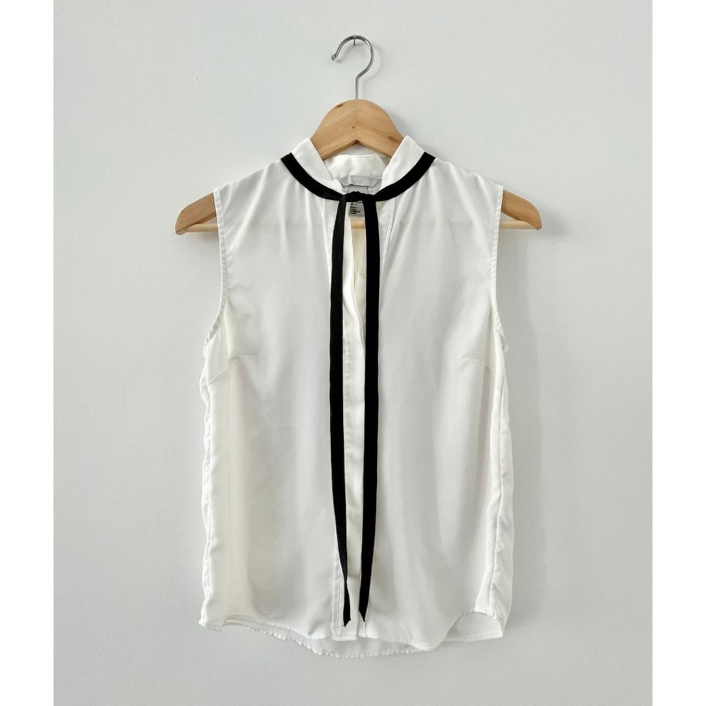 H&M White Blouse with Black Ties US Size 2 / EUR 34